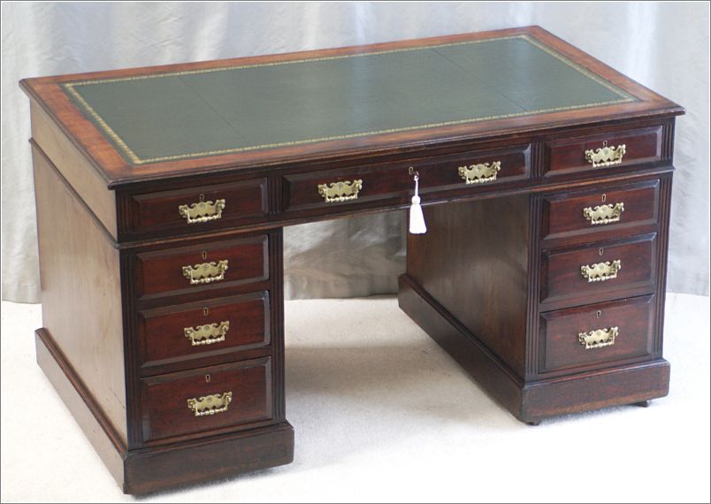 2052 Antique Mahogany Pedestal Desk